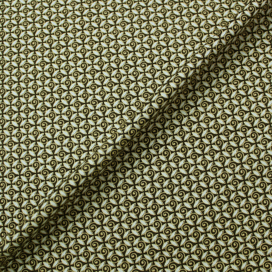 Metallic Patchwork Cotton - Khaki and Gold Swirls