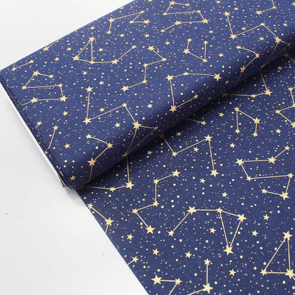 Navy Blue Christmas Craft Cotton - Seeing Stars