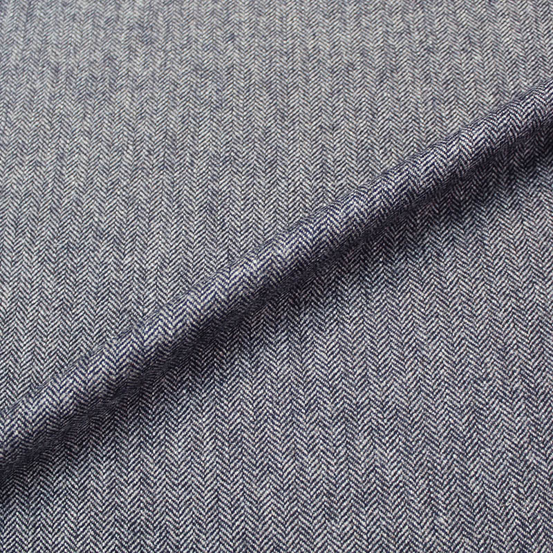 Navy Dressmaking Wool - Ink Herringbone