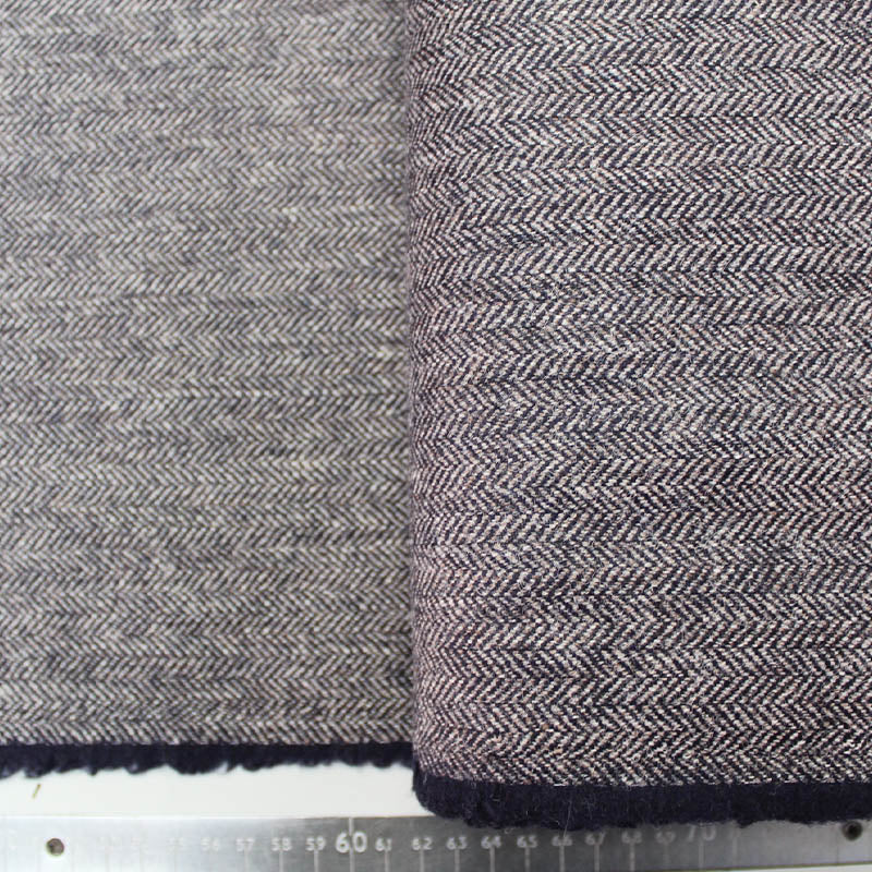 navy blue herringbone wool fabric