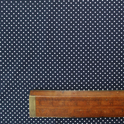 Printed Polka Dot Cotton - Navy with White Spots