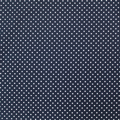 Printed Polka Dot Cotton - Navy with White Spots