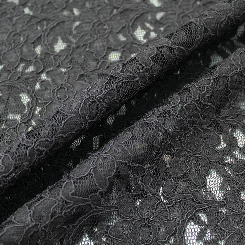 60 Floral Lace Fabric Black by the yard Black Lace Fabric