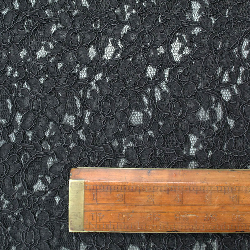 Nylon Corded Lace: Darkest Black