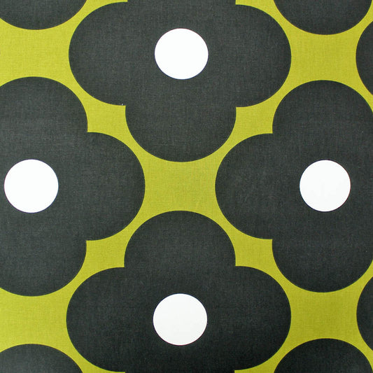 Orla Kiely Home Furnishing Fabric - Spot Flower - Olive Green