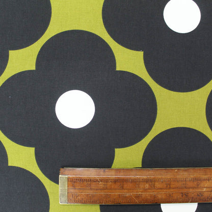 Orla Kiely Home Furnishing Fabric - Spot Flower - Olive Green