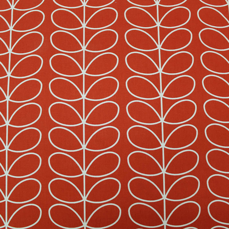 100% Printed Cotton Orla Kiely Fabric Linear Stem Tomato Red