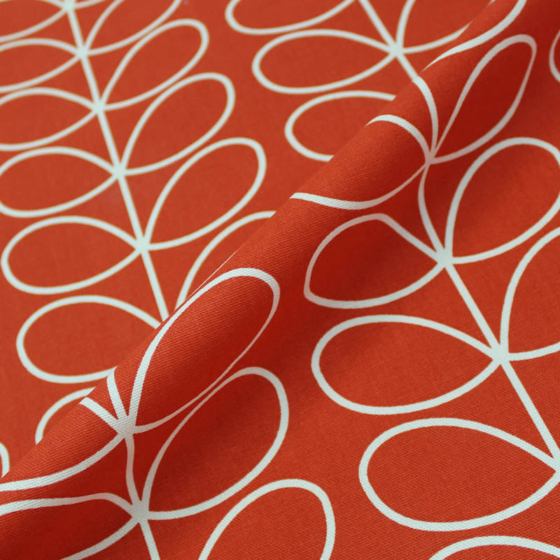 100% Printed Cotton Orla Kiely Fabric - Linear Stem Tomato Red