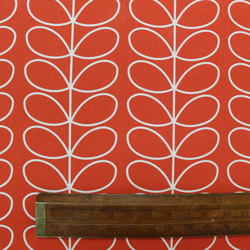 100% Printed Cotton Orla Kiely Fabric - Linear Stem Tomato Red