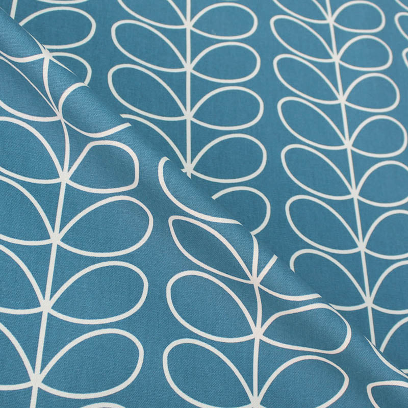 Orla Kiely Home Furnishing Fabric Linear Stem - Deep Duck Egg
