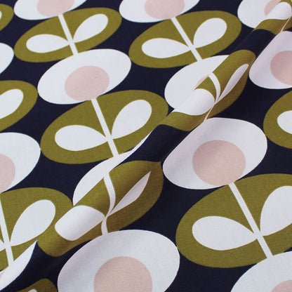 Orla Kiely Home Furnishing Fabric Oval Flower - Seagrass