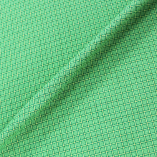 Patchwork Indian Woven Cotton - Lime Green Check