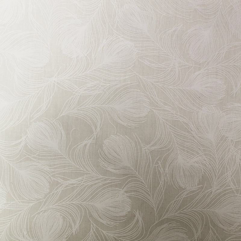 Ivory White Feather Print Cotton Fabric