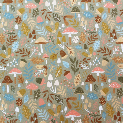 Taupe Toadstool Print Quilting Cotton Fabric by Dashwood