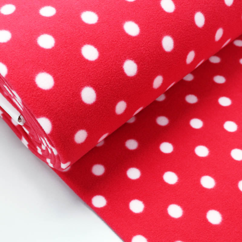 Red Spotted Fleece Fabric 100% polyester anti-pill
