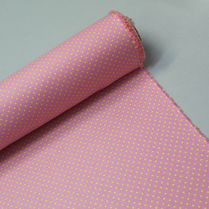 Pink and yellow spot cotton polka dot fabric