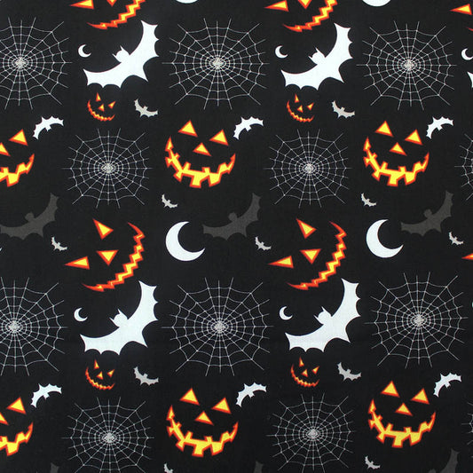 Printed Black Halloween Cotton - Spooky, Huh?