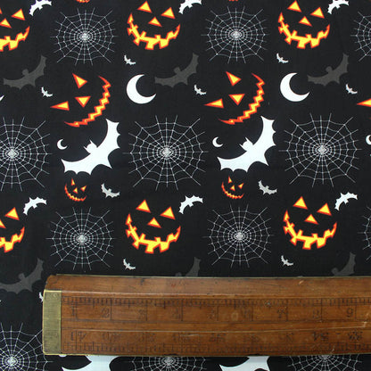 Printed Black Halloween Cotton - Spooky, Huh?