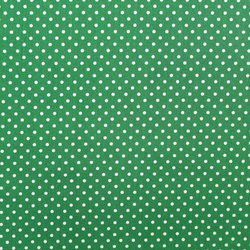 Polka Dot Cotton - Forest Green with White Spots