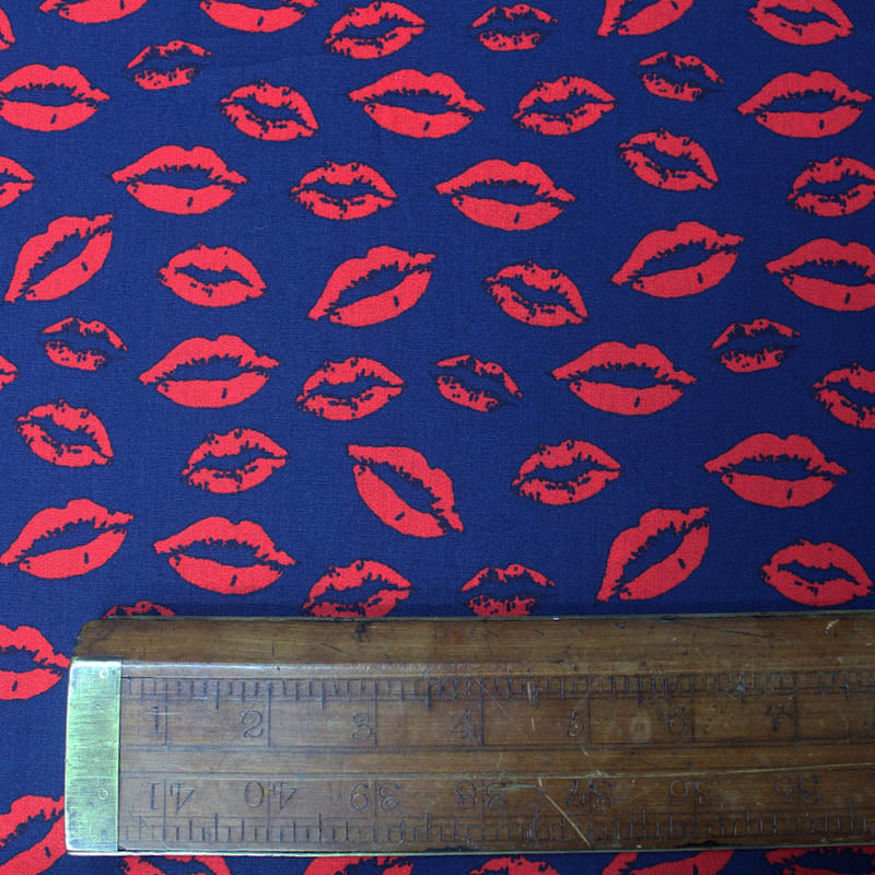 Navy Cotton Dressmaking - Save All Your Kisses For Me