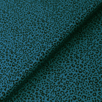 Cotton Leopard Print Fabric - Petrol