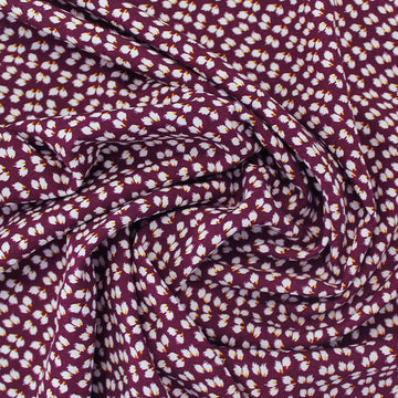 Printed Spun Viscose Petra in Dark Burgundy