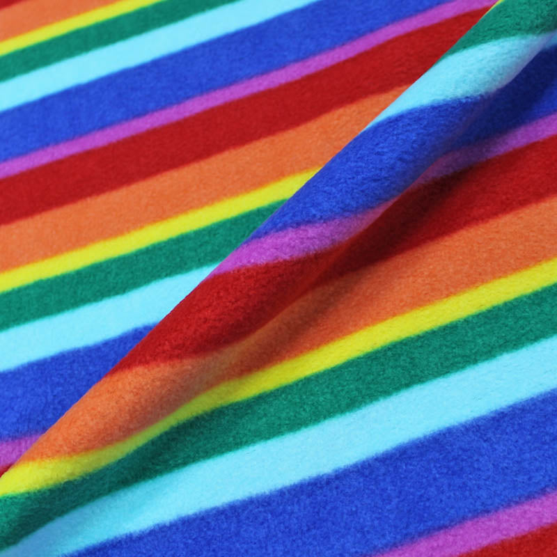 Polar Fleece Fabric - Rainbow Stripe 