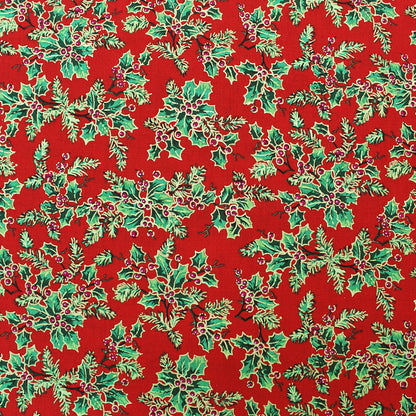 Red Christmas Cotton - Festive Berries