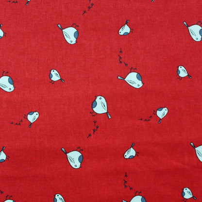 Red Christmas Cotton - Little Robin