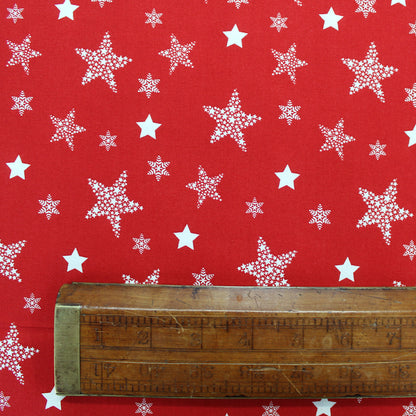 Red Christmas Cotton - Stars Upon Stars