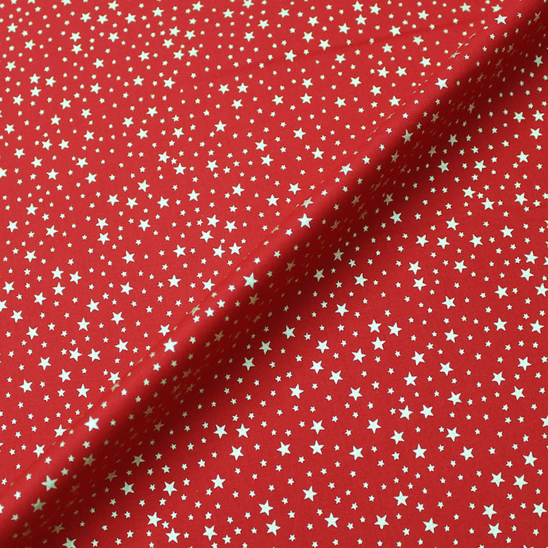 Red Christmas Patchwork - Golden Falling Stars