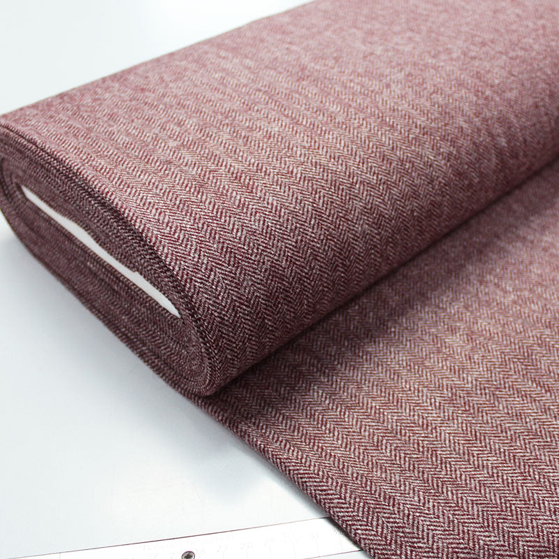 Brick Dressmaking Wool Blend Herringbone - Malbec