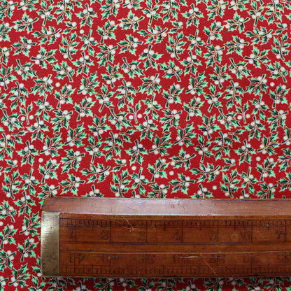 Red Metallic Christmas Cotton - Holly Berry
