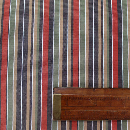 Red, Navy Tea and Green Stripe Outdoor PU Coated Polyester﻿