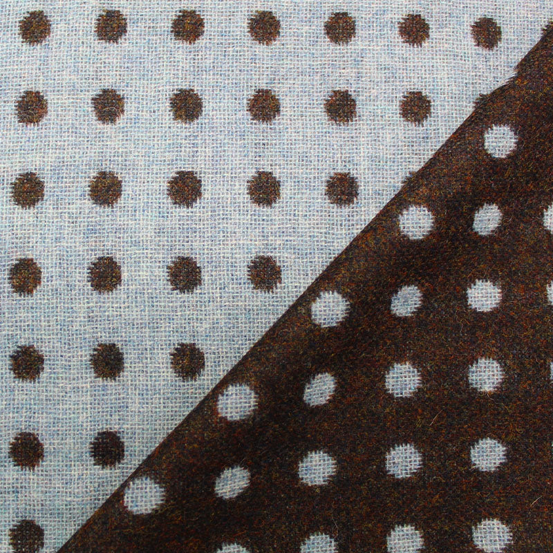 Spotted wool fabric brown and blue