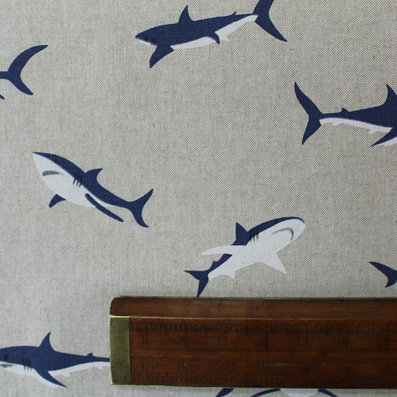 Home Furnishing Linen Look Cotton Mix -Sharky and George Print