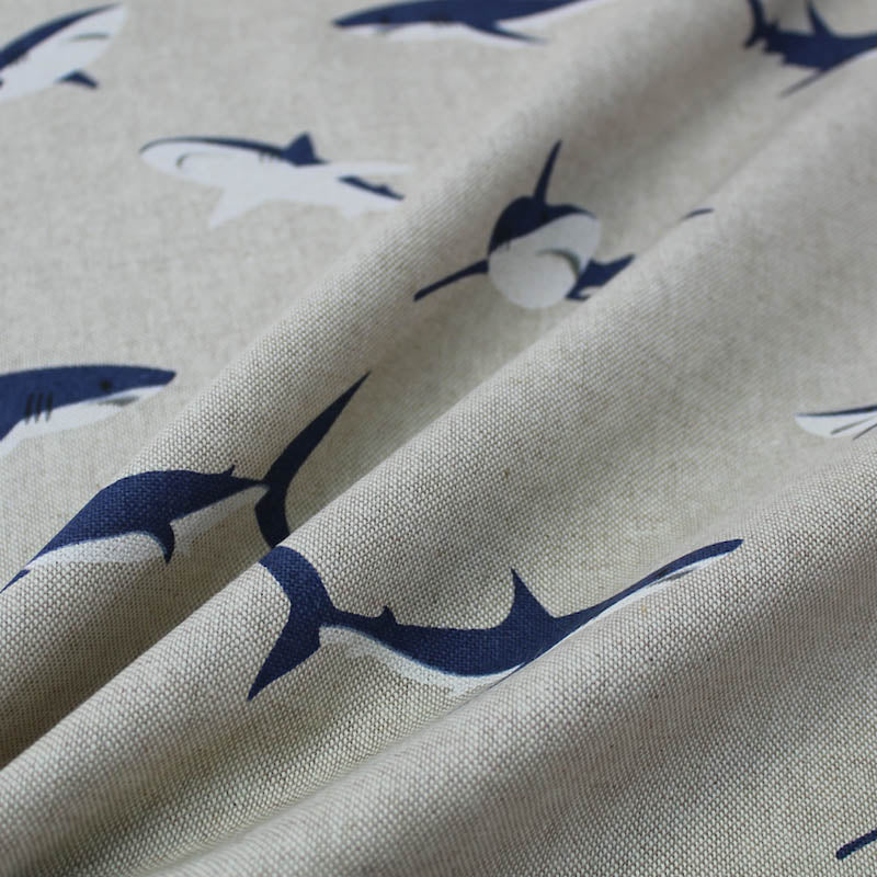 Home Furnishing Linen Look Cotton Mix -Sharky and George Print
