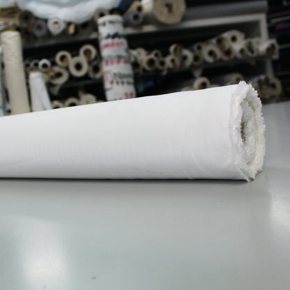 White Cotton Ticking Furnishing Fabric - Herringbone