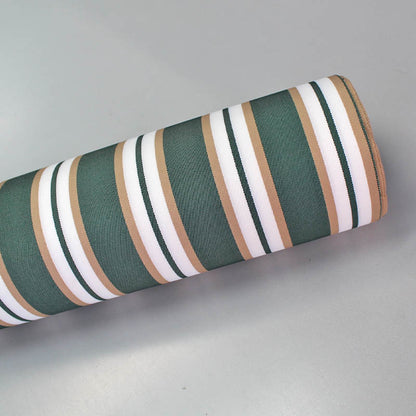 Wide Green and White Stripe Outdoor PU Coated Polyester