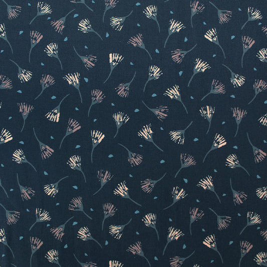 Wide Width Cotton Poplin - Breezy Floral - Dark Navy