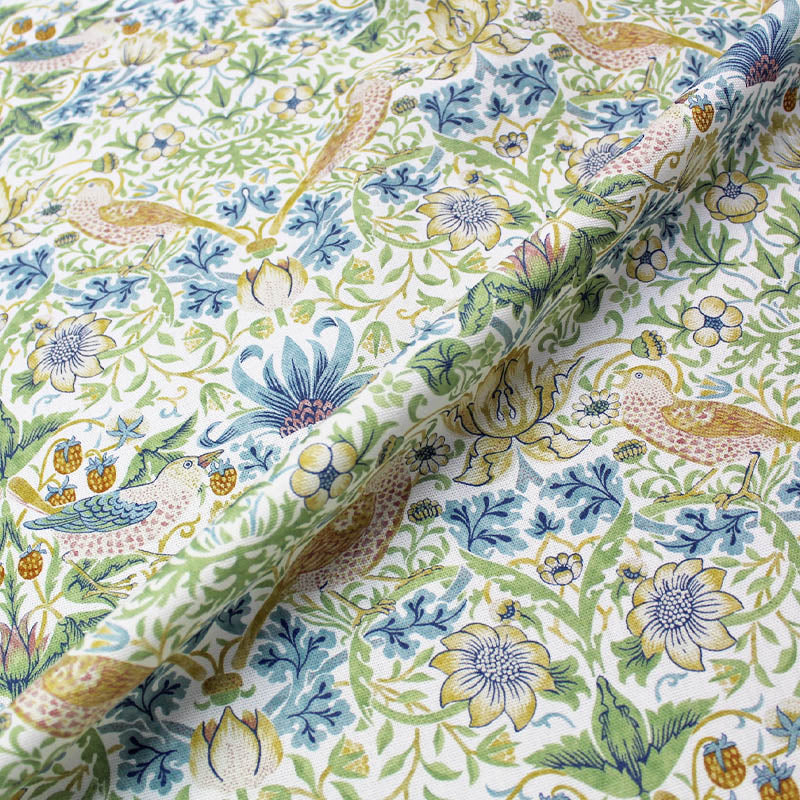 William Morris Strawberry Thief Fabric - Apple and Blush