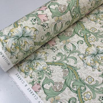 William Morris  Golden Lily Furnishing Fabric - Linen & Blush Pink 