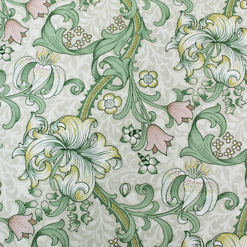 William Morris  Golden Lily Furnishing Fabric - Linen & Blush Pink 