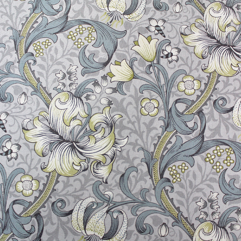 William Morris Fabric | Golden Lily | Slate and Dove Grey – Fabrics Galore