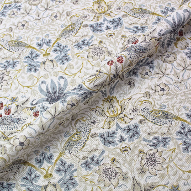 William Morris Strawberry Thief Fabric - Linen and Plum