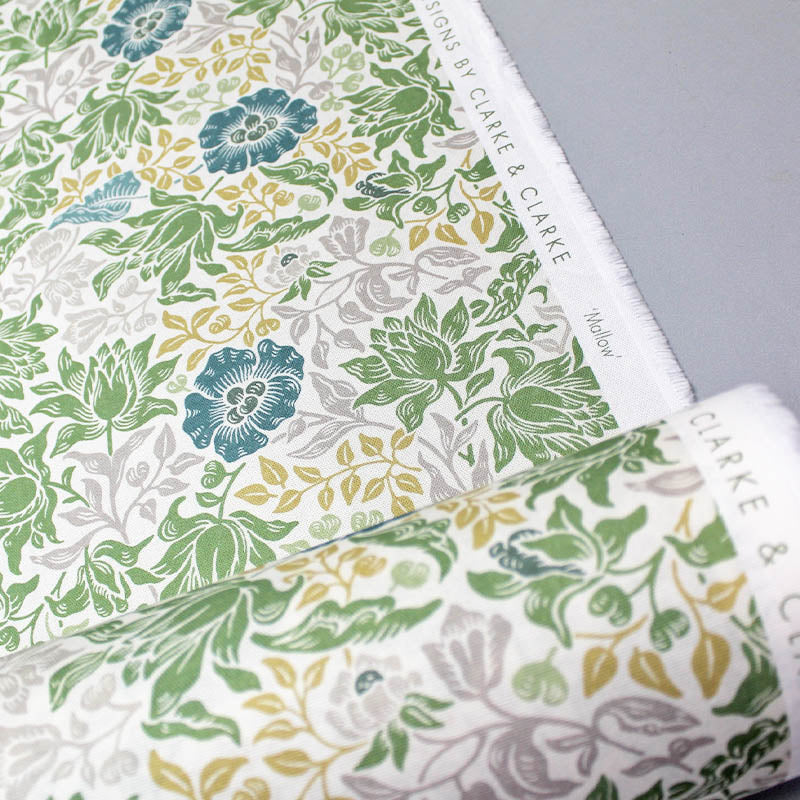 William Morris Green Mallow Furnishing Fabric 