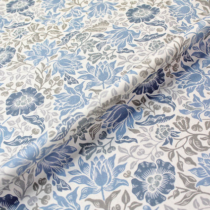 William Morris Blue and Ivory Mallow Furnishing Fabric 