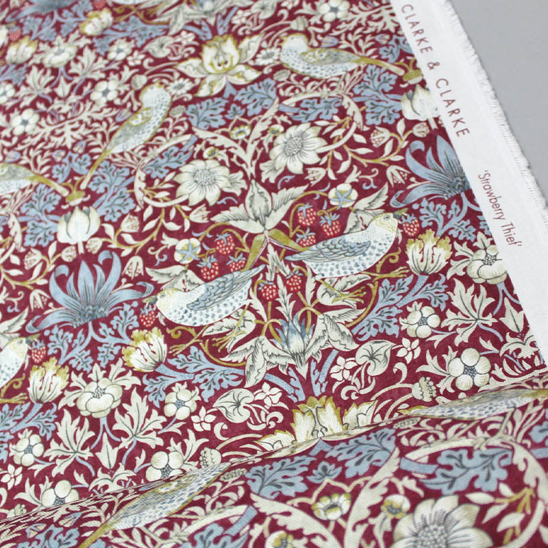 William Morris Strawberry Thief Fabric - Plum