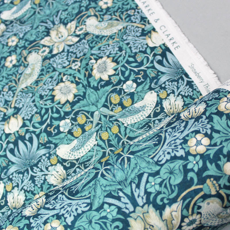 William Morris Strawberry Thief Fabric - Teal 