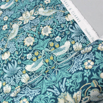 William Morris Strawberry Thief Fabric - Teal 
